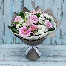 Букет цветов из:  Герберы, Альстромерии и Хризантемы в Краснознаменске Московской области