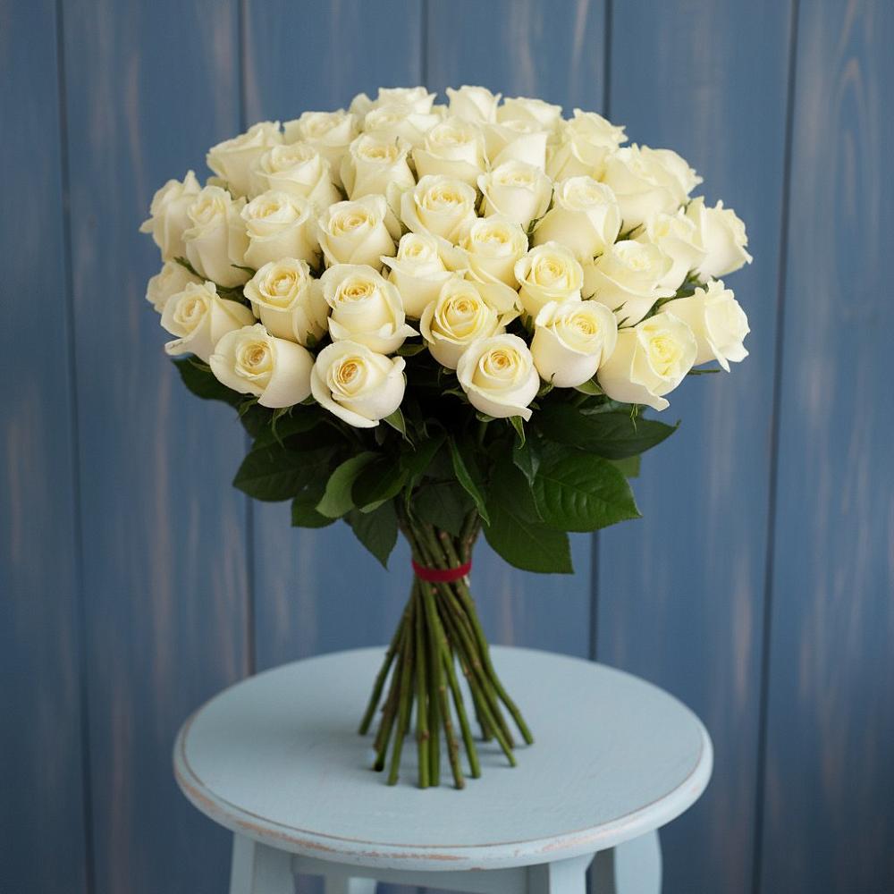 Букет 51 Белая роза Эдлесс Лав в Краснознаменске Московской области