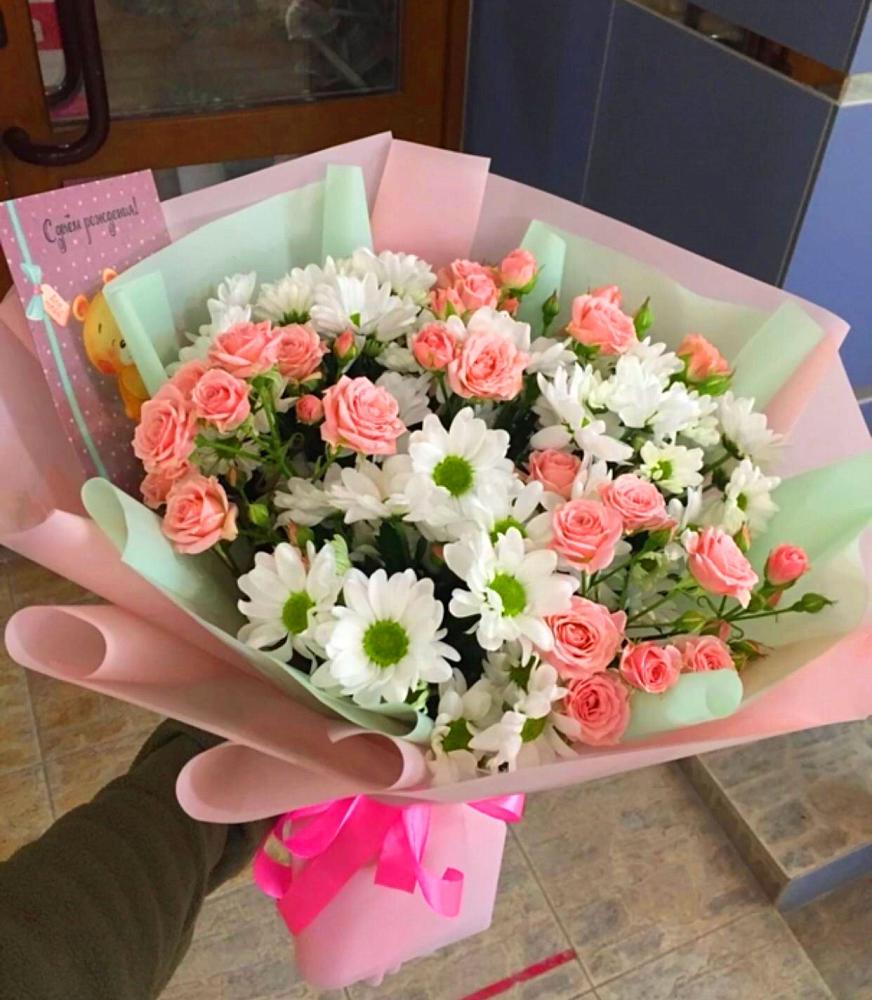 Букет цветов из: Розы и Хризантемы в Краснознаменске Московской области