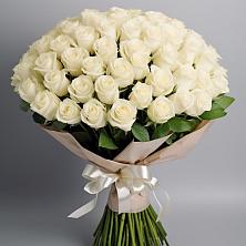 Букет 101 беля роза Белоснежка в Краснознаменске Московской области