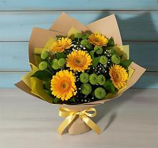 Букет цветов из:  Герберы и Хризантемы в Краснознаменске Московской области