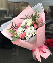 Букет цветов из:  Розы, Лизиантусы и Хризантемы в Краснознаменске Московской области