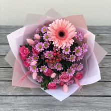 Букет цветов из:  Розы, Герберы и Хризантемы в Краснознаменске Московской области