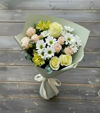 Букет цветов из:  Альстромерии, Розы и Хризантемы в Краснознаменске Московской области