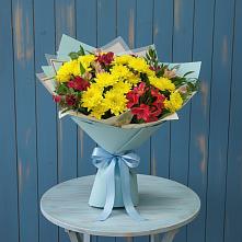 Букет цветов из:  Альстромерии и Хризантемы в Краснознаменске Московской области