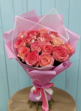 Букет 15 Розовых роз Равель в Краснознаменске Московской области